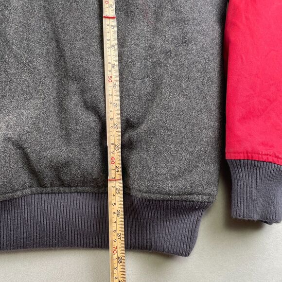 Nike Destroyer Jacket Mens L‎ Gray Red Wool Blend Varsity Bomber Snap 509796-071 - Picture 9 of 12